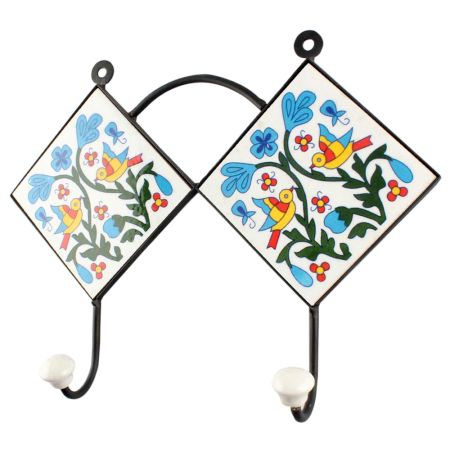 Turquoise Leaf Ceramic Tile Hook Online